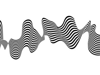 Soyut siyah ve beyaz dalga eğrisi çizgi deseni.
