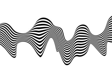 Siyah ve beyaz kıvrımlı çizgi çizgileri hareket eden dalga soyut arkaplanı.