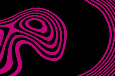 Siyah arkaplanda soyut pembe dalgalı çizgiler