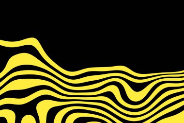 Siyah zemin üzerinde sarı dalgalar olan soyut arkaplan.