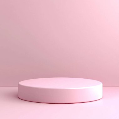Sağlam bir minimalist arka planda pembe silindirik podyum.