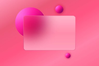 Pembe küreler ve cam morfizmle parlak üç boyutlu arkaplan.