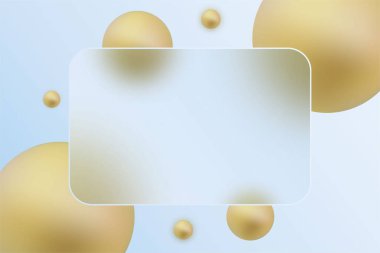 Altın küreli açık mavi arkaplan üzerinde cam morfizm etkisi olan modern tasarım.