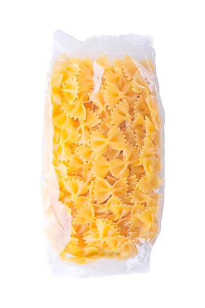 Farfalle Pasta Plastic Package Isolated White Background — Stock Photo, Image