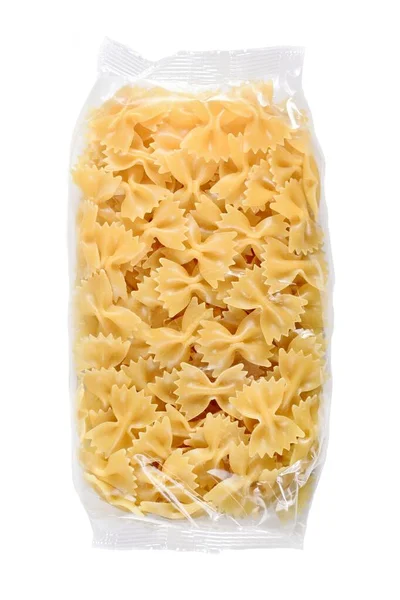 Italian Farfalle Pasta Plastic Package Isolated White Background — Stock Photo, Image