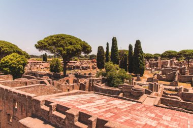 Ostia Antica. Antik Roma şehri ve limanı harabeleri. Roma, Latium, İtalya