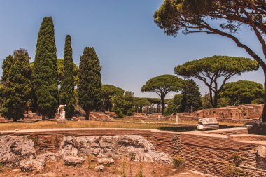 Ostia Antica. Antik Roma şehri ve limanı harabeleri. Roma, Latium, İtalya