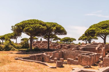 Ostia Antica. Antik Roma şehri ve limanı harabeleri. Roma, Latium, İtalya