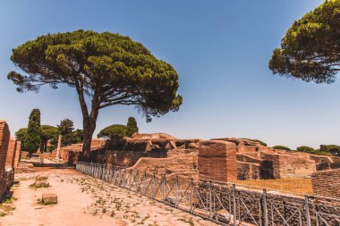 Ostia Antica. Antik Roma şehri ve limanı harabeleri. Roma, Latium, İtalya