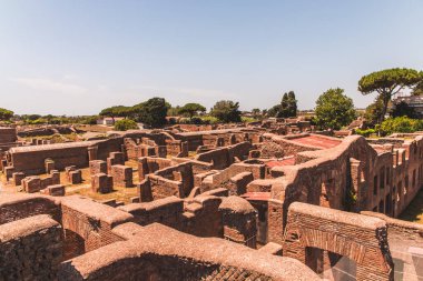 Ostia Antica. Antik Roma şehri ve limanı harabeleri. Roma, Latium, İtalya