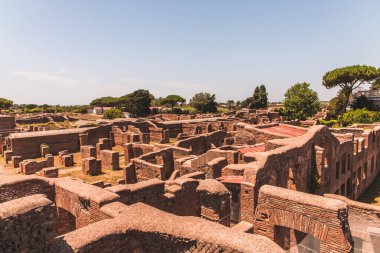 Ostia Antica. Antik Roma şehri ve limanı harabeleri. Roma, Latium, İtalya