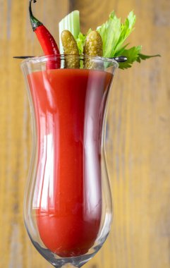 Bloody Mary cocktail garnished with celery stick