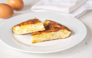 Traditional Spanish tortilla omelette made with eggs and potatoes