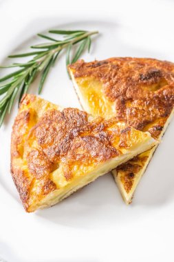Traditional Spanish tortilla omelette made with eggs and potatoes