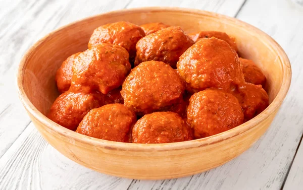 Bowl Keftedes Greek Meatballs Tomato Sauce — Stock Photo, Image