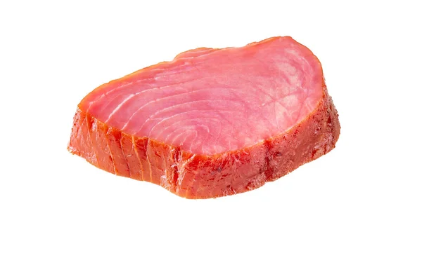 Slice Smoked Tuna White Background — Stock Photo, Image