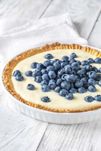 Pie Fresh Blueberries Custard Filling — Stock Photo, Image