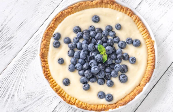 Pie Fresh Blueberries Custard Filling — Stock Photo, Image