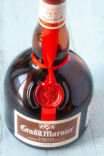 Sumy Ukraine December 2023 Grand Marnier Cordon Rouge Liqueur Bottle — Stock Photo, Image