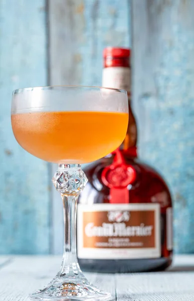 Sumy Ukraine December 2023 Grand Marnier Sidecar Cocktail Made Grand — Stock Photo, Image