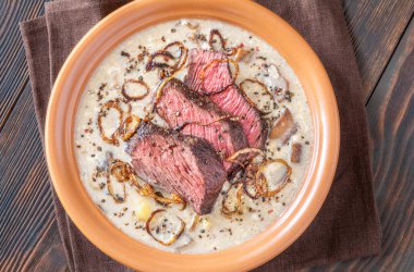 Creamy Peppercorn Steak Soup, Sliced Beef clipart