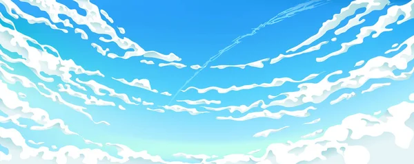 蓝天白云 阳光明媚 风景秀丽 动画风格的矢量天空 — 图库矢量图片