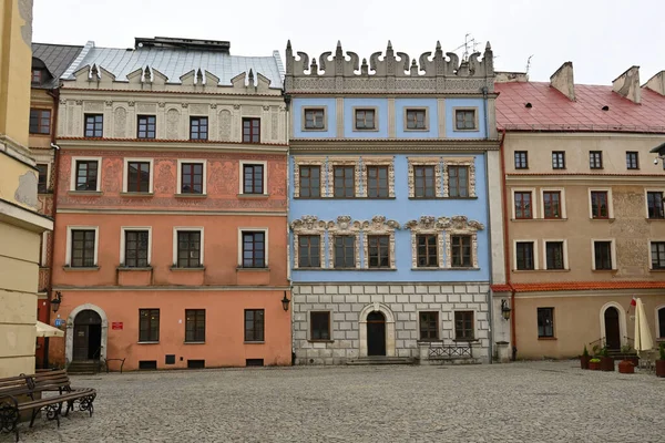 Lublin Polonia Septiembre 2022 Coloridos Apartamentos Plaza Del Casco Antiguo — Foto de Stock