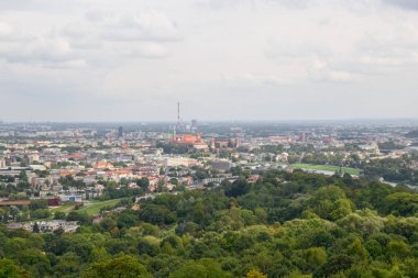 Krakow Panoraması Polonya 'nın Kosciuszko tepesinden görüldü