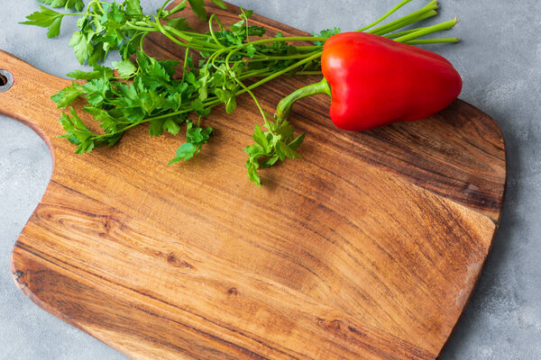 Kitchen chopping board background with copy space