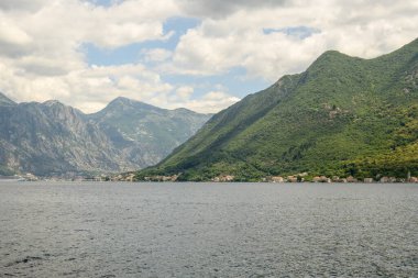 The picturesque Bay of Kotor seen from Perast, a port city in Montenegro