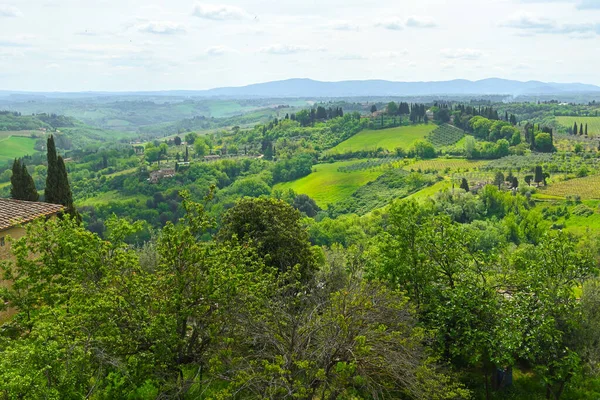 Tuscan Countryside Seen San Gmignano Old Town Springtime Italy — Stock Photo, Image