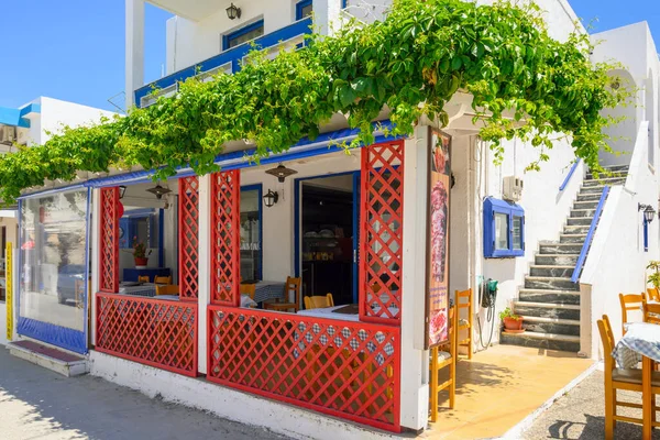 Кос Греція Травня 2023 Року Грецький Ресторан Вулиці Літньому Курорті — стокове фото