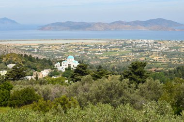Manzaralı yaz manzarası. Kos Adası, Dodecanese, Yunanistan