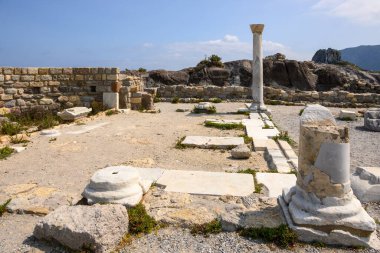 Yunanistan 'ın Kos adasında Kefalos yakınlarındaki Agios Stefanos Bazilikası harabeleri