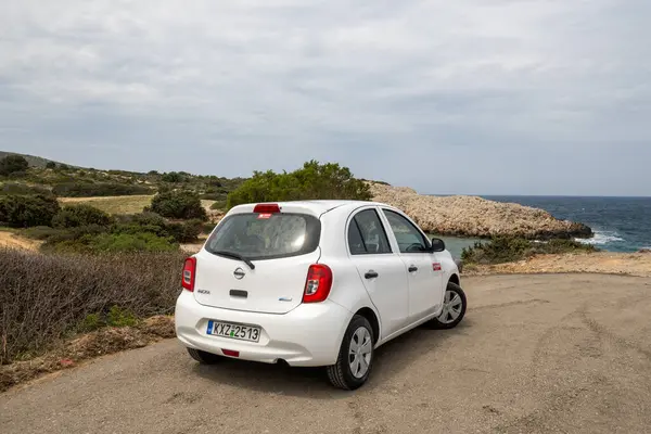stock image Kos, Greece - May 11, 2023: Nissan Micra parked next to the Limnionas beach on Kos Island. Dodecanese, Greece