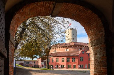 Gdansk, Poland - October 6, 2024: Soldier barracks in Wisloujscie Fortress, a historic fortress in Gdansk on the Martwa Wisla River. Poland clipart