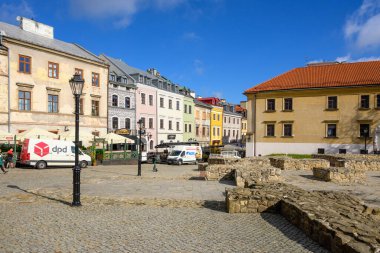 Lublin, Poland - September 13, 2022: Po Farze Square (Former Parish Church Square) in the Old Town in Lublin. Poland clipart