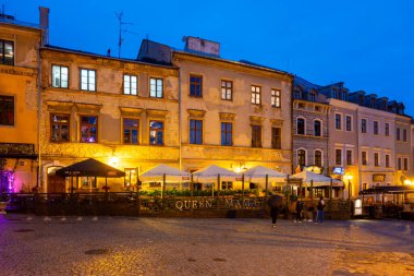 Lublin, Polonya - 12 Eylül 2022 Lublin 'deki Eski Kent Pazar Meydanı. Polonya