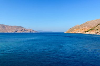Ege Denizi 'nin manzarası. Symi Adası, Dodecanese, Yunanistan