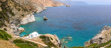 Agia Anna Sahili, Amorgos, Cyclades, Yunanistan Panoraması