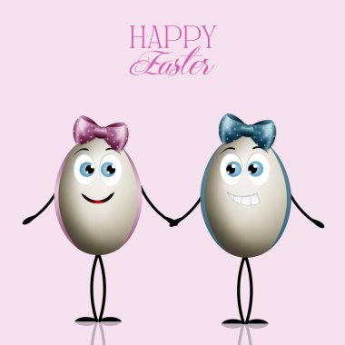 Mutlu Paskalya için komik yumurta illüstrasyon