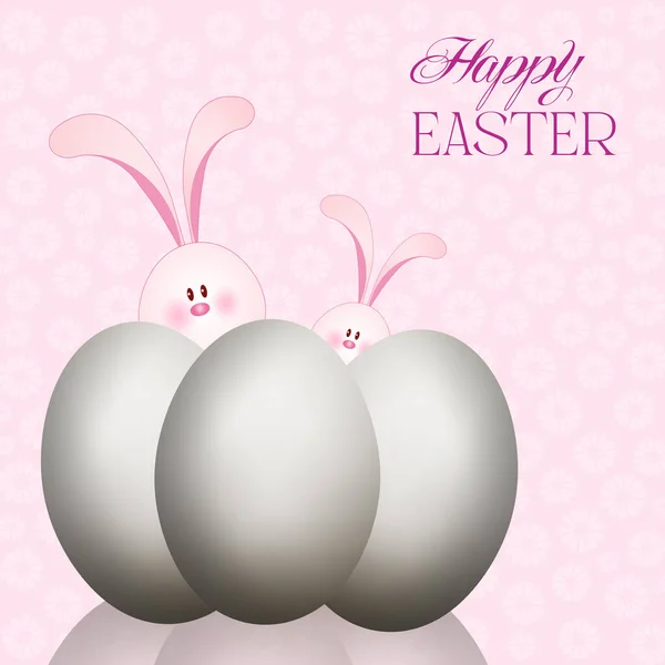 Ilustración Bonitos Conejos Con Huevos Pascua —  Fotos de Stock