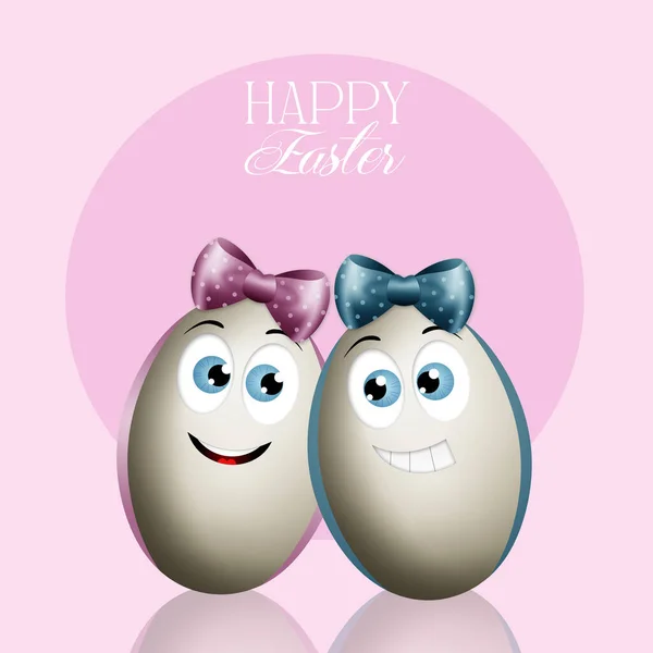 Illustration Funny Eggs Happy Easter — Stock Photo, Image