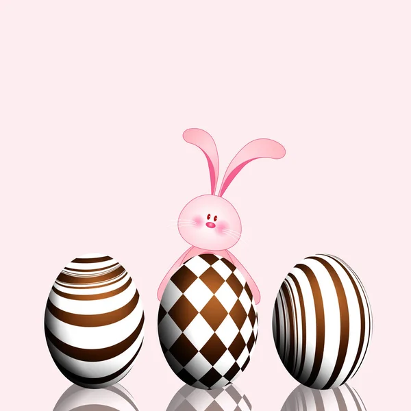 用复活节彩蛋画可爱的兔子 — 图库照片