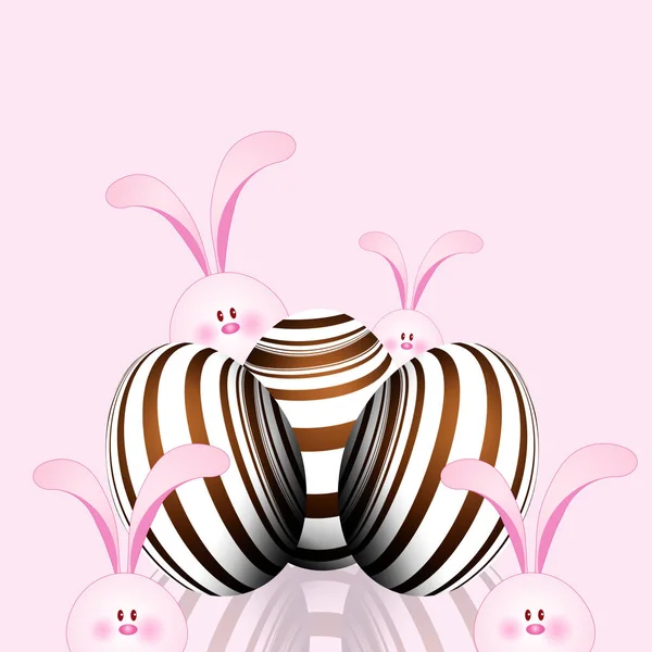 Illustrazione Uova Pasqua Con Coniglietti — Foto Stock