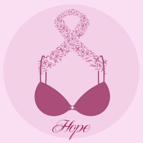 Illustration Eines Rosafarbenen Bhs Mit Rosa Schleife Zur Brustkrebsprävention — Stockfoto