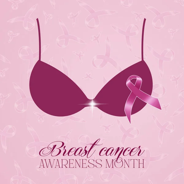 Illustration Pink Bra Pink Ribbon Breast Cancer Prevention — Stock Photo, Image
