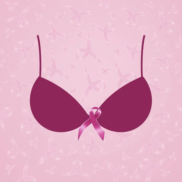 Göğüs Kanserini Önlemek Için Pembe Sütyen Pembe Farkındalık Kurdelesi — Stok fotoğraf