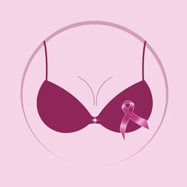Een Illustratie Van Roze Beha Voor Borstkankerpreventie Met Roze Bewustzijnslint — Stockfoto