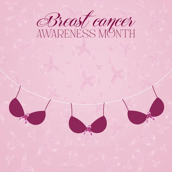 Illustration Pink Bra Breast Cancer Prevention Pink Awareness Ribbon — Stock Photo, Image